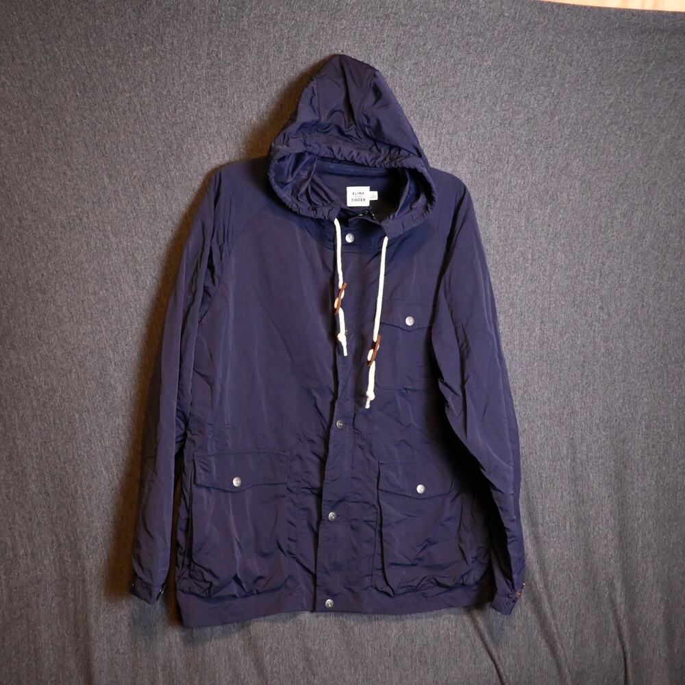 Flint & Tinder Men's L Blue Ridge Shell Utility Jacket USA Made Nylon Hooded